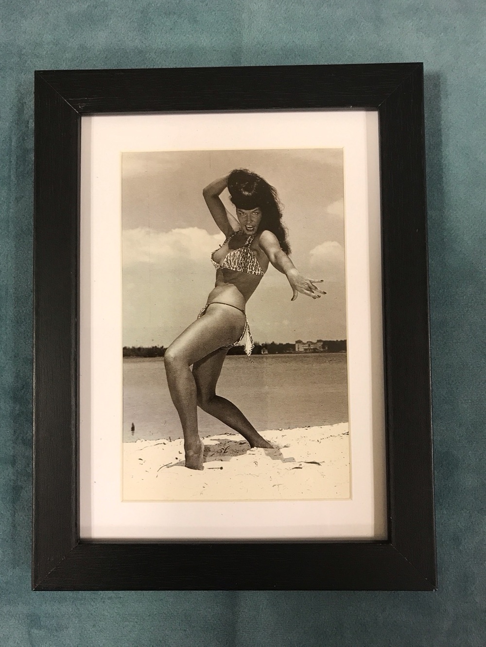 Bettie Page Pin Up Girl Matted/Framed Postcard/Print 6”x8" Photo by Bunny Yeager